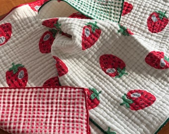 Strawberry 13”x13” Kitchen towel | Cotton Towel | Soft and Absorbent Square Dish Towel | Housewarming Gift