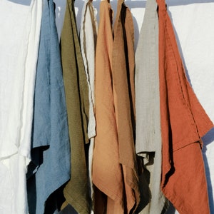 Handmade European 100% Heavy Linen 16“x 32” Kitchen Towel | Long Tea Towel with Loop |Housewarming or Mother’s Day Gift