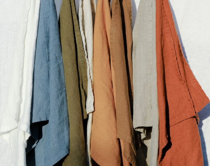 Heavy Linen 16“x 32” Kitchen Towel | Long Tea Towel with Loop |Housewarming Gift | 100% Handmade European Linen