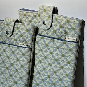 Handmade Book Sleeve | Padded Book Cover | Quilted Book Pouch | Cotton Book Sleeve with Pockets | E-Reader Sleeve | Tablet and IPad Cover