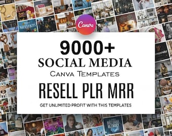 9000+ Social Media Canva Template Bundle, Canva Instagram Templates Social Media Kit PLR & MRR, Canva Social Media Kit, Personalize In Canva