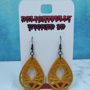 3D Printed Geometric Teardrop Earrings