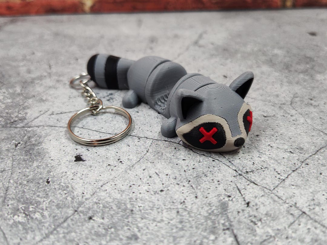 Pvc Raccoon Keychain 3d Printed Roadkill Raccoon Keychain - Etsy