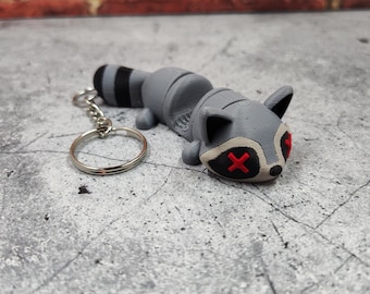 3d Printed Roadkill Raccoon keychain