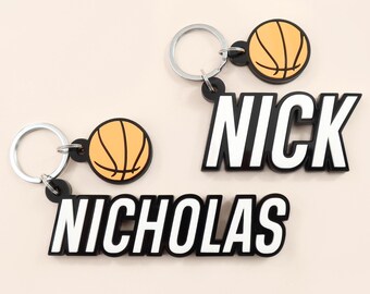 Personalized Basketball Keychain: Acrylic Sport Name Tag