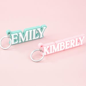 Porte-clés prénom cartable, étiquette nom d'école, écriture manuscrite, porte-clés prénom acrylique, étiquette de sac d'école