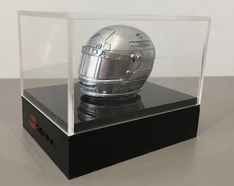 Ayrton Senna Silver Chrome Helmet Display (SMALL)