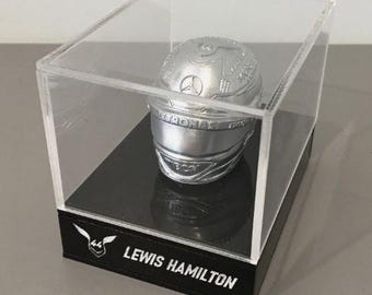 Lewis Hamilton Mercedes Petronas Silver Chrome Helmet Display (SMALL)