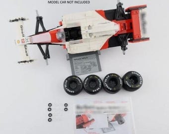 Fits LEGO ICONS Ayrton Senna F1 McLaren Mp4/4 Goodyear wheels Tires WITH Sponsorship Stickers