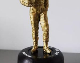 Ayrton Senna GOLD Figure & Tyre Statue Display Handmade (LARGE)