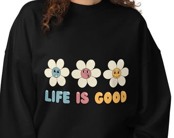 Cute Daisy "Life is Good" PNG | Trendy Positive Flower Digital Design | Preppy Summer Sublimation Transfer | Instant Download