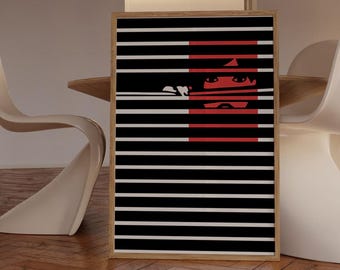 Trendy Hiding Women Poster, Home Print, White Poster Print, Modern Poster Print, Trendy Poster Gift, Retro Art, Modern Boho Decor