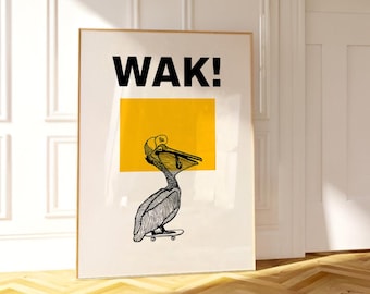Animal Poster, Funny Animal Print, White Poster Print, Minimalistic Poster Print, Trendy Poster Gift, Retro Art, Modern Boho Decor