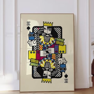 King of Spades Modern Poster – Abstract Casino Wall Art for Poker & Blackjack Players | Gambling Decor for Game Room or Man Cave | Play Card