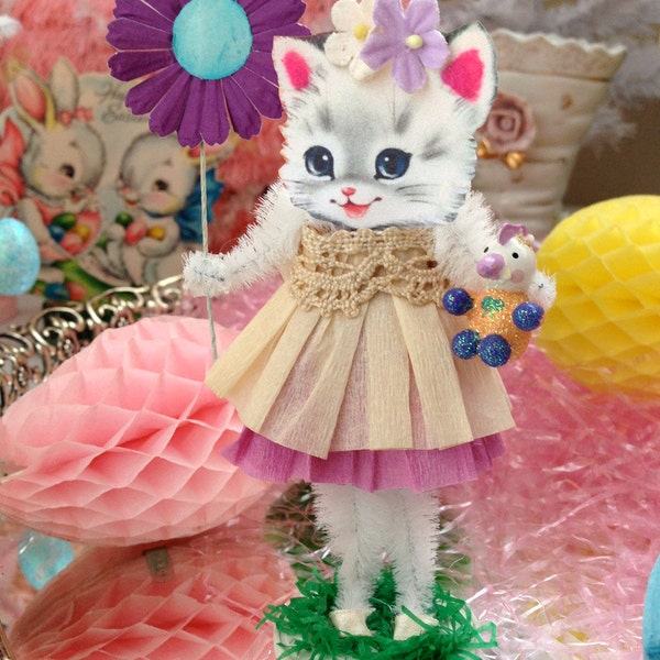 Vintage Inspired SuGaR SwEeT SpRiNg  Kitty  Keepsake Paper Posy Doll