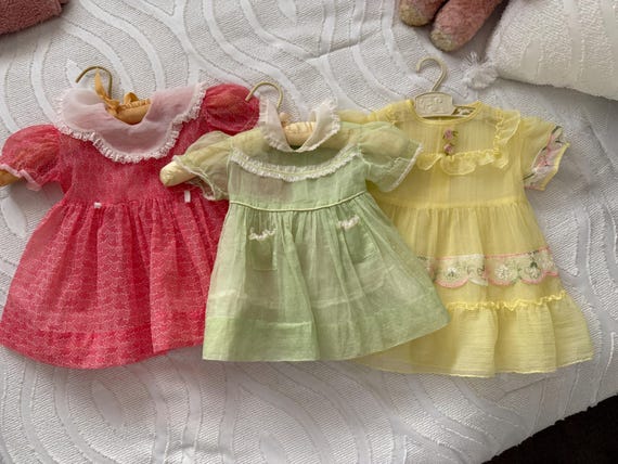 Vintage Toddler Girls Dresse 1950's Red, Green, Yellow