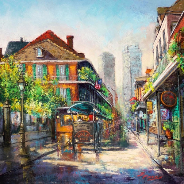Arte del Barrio Francés de Nueva Orleans: Impresión o lienzo Giclée de Royal Street