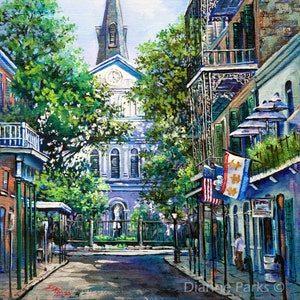 New Orleans Art, St Louis Cathedral, Impressionist Painting Jackson Square, French Quarter, New Orleans Vieux Carré - 'Cathedral at Orleans'