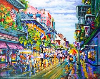 New Orleans Art, Louisiana Art, New Orleans French Quarter Painting, Expressionism-Impressionism Art of New Orleans - 'Rue Royale'