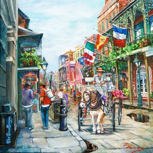 New Orleans Art, French Quarter, Jackson Square Painting, Impressionist Style, New Orleans Horse and Buggy Art - &#39;Afternoon on St. Ann&#39;
