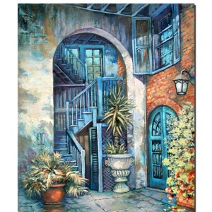 New Orleans Courtyard Painting, Historic Brulatour Courtyard Painting, New Orleans French Quarter, New Orleans Art 'Brulatour Courtyard' image 4