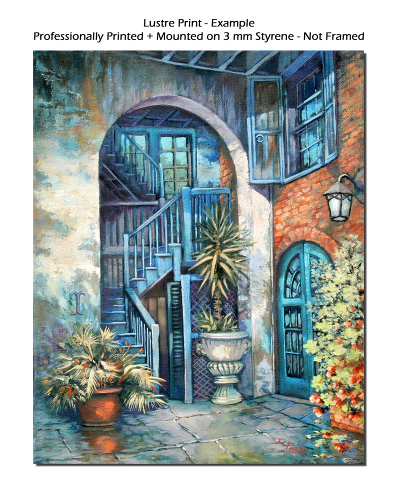 New Orleans Courtyard Painting, Historic Brulatour Courtyard Painting, New Orleans French Quarter, New Orleans Art 'Brulatour Courtyard' image 4