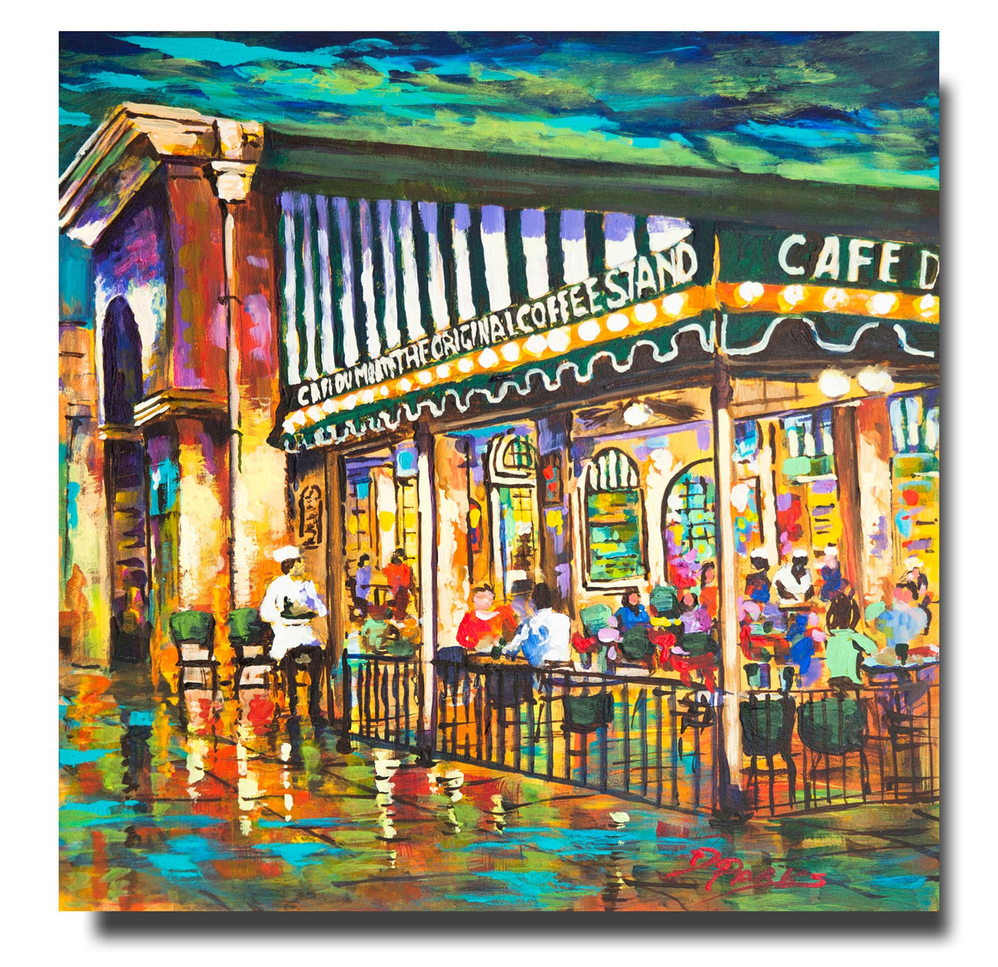 Café Du Monde Night: New Orleans French Quarter, Art Print or