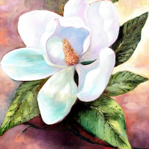 Magnolia, Magnolia Grandiflora, Louisiana State Flower, New Orleans Foliage Painting, Floral Painting, Magnolia Print - &#39;Louisiana Magnolia&#39;