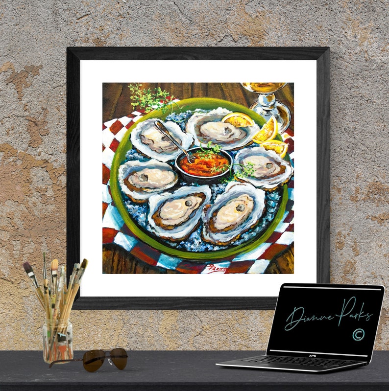 Oyster Painting Louisiana Art Raw Oysters New Orleans Etsy