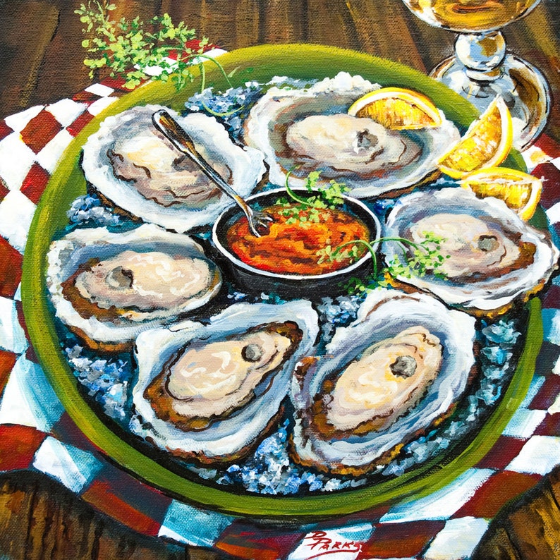 Oyster Painting Louisiana Art Raw Oysters New Orleans Etsy
