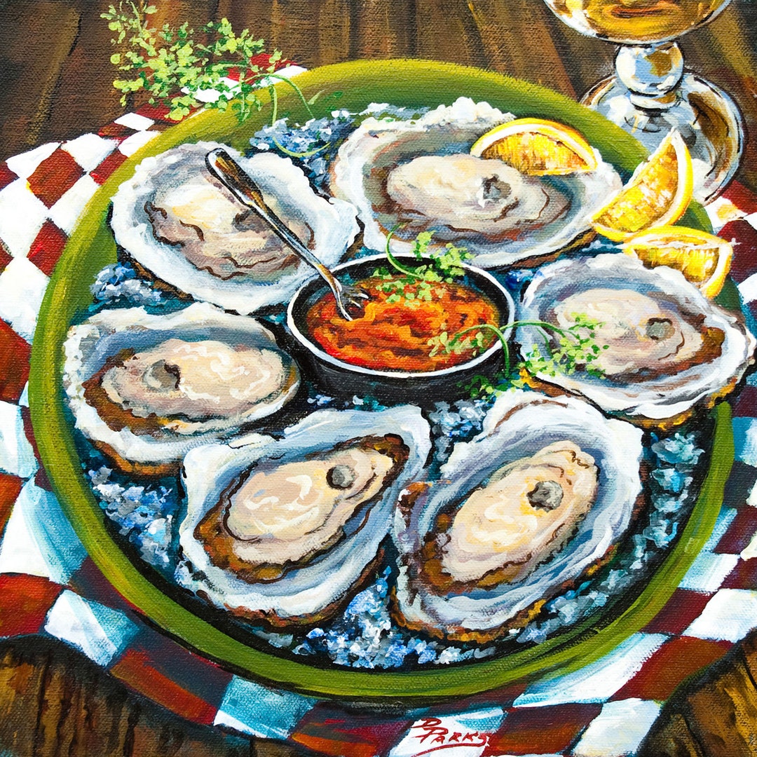 Oyster Painting Louisiana Art Raw Oysters New Orleans Etsy
