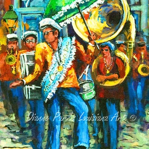 Olympia Jazz Brass Band, Jazz Musicians, Second Line, New Orleans French Quarter Art Print, New Orleans Art, Jazz Painting,   FREE SHIPPING!