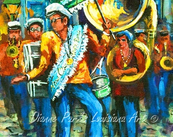 Olympia Jazz Band Art, New Orleans Second Line Art Print or Giclée Canvas