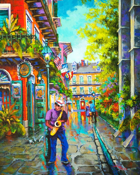 Pirate Sax: New Orleans Jazz Street Scene - Art Print or Giclée