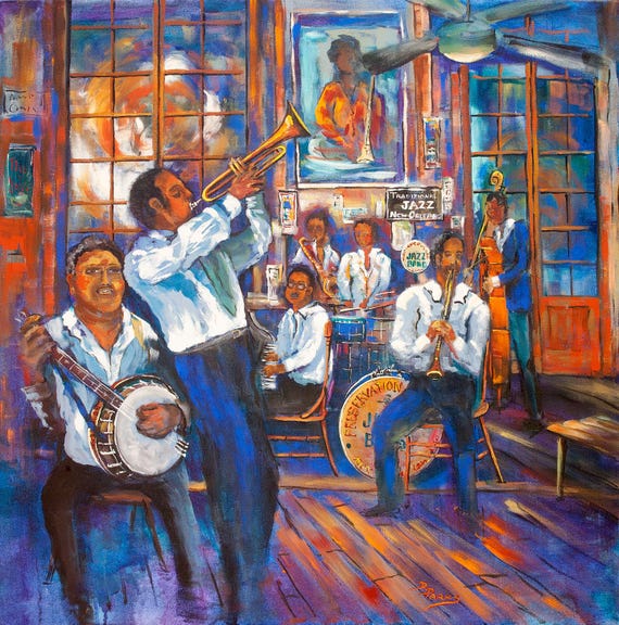 Preservation Hall Jazz Art Print or Giclée Canvas, New Orleans