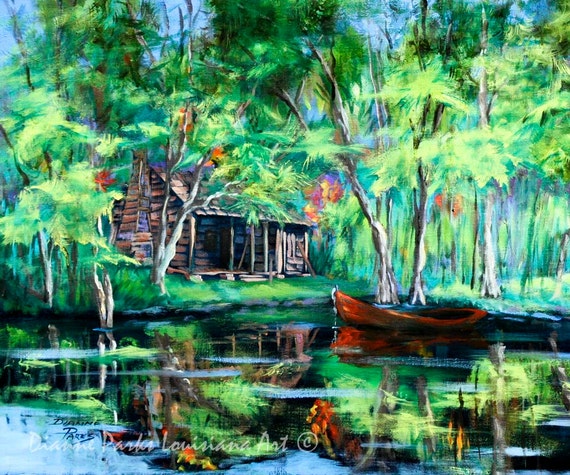 The Red Pirogue, Louisiana Bayou, Louisiana Swamp Cabin, FREE SHIPPING New  Orleans Bayou and Swamp Art, Art Print, Louisiana Decor -  Singapore