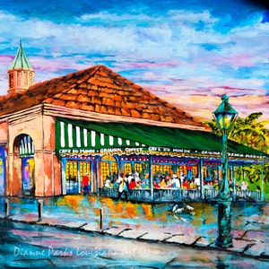 Café du Monde Art Print, Jackson Square, New Orleans French Quarter Coffee Shop, New Orleans Beignets - 'A Morning at Café du Monde'