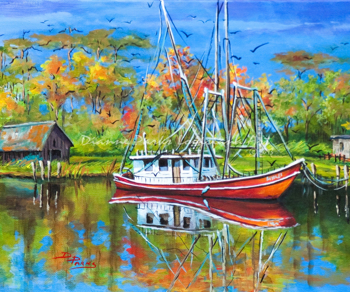 Louisiana Shrimp Boat Art, Louisiana Shrimp Boat Painting