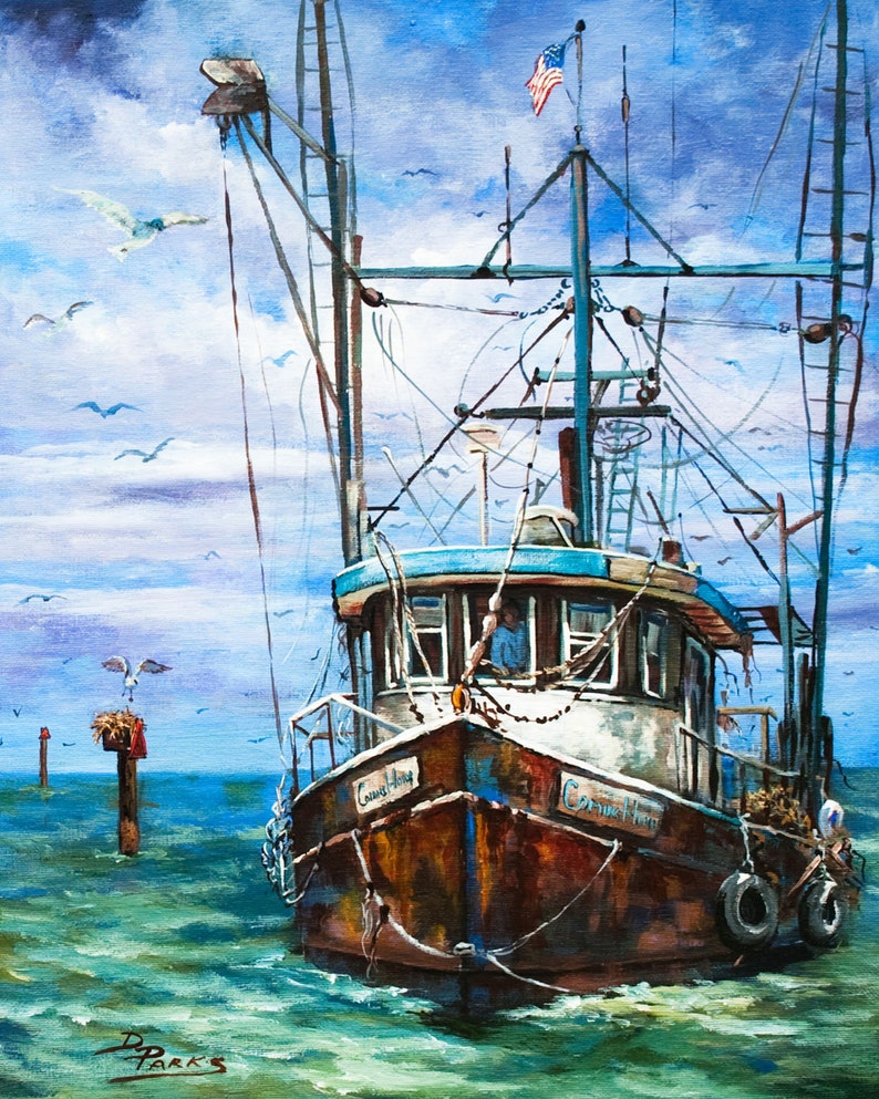 Shrimp Boat Painting Mississippi Gulf Coast Shrimp Boat Etsy
