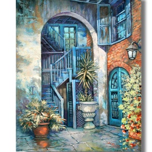 New Orleans Courtyard Painting, Historic Brulatour Courtyard Painting, New Orleans French Quarter, New Orleans Art 'Brulatour Courtyard' image 7