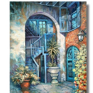 New Orleans Courtyard Painting, Historic Brulatour Courtyard Painting, New Orleans French Quarter, New Orleans Art 'Brulatour Courtyard' image 6