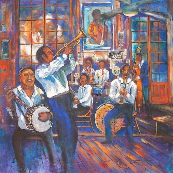 Preservation Hall Jazz Art Print or Giclée Canvas, New Orleans