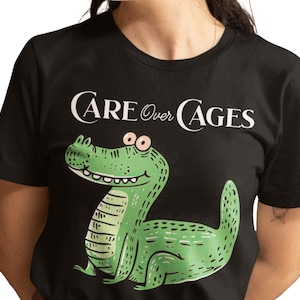 Peaceful Anti-Alligator Alcatraz Compassion Tee, Care Over Cages Activism Shirt, Gift for Nature Lovers, Alligator Awareness