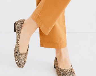 Madewell Adelle Ballet Flats Spot Dot Calf Hair NWOB Size 10 Quiet Luxury Balletcore Shoes