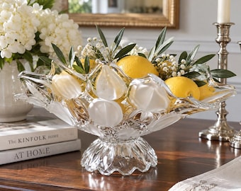 Vintage Mikasa Frosted Glass Centerpiece Bowl Oval Pedestal Floral Art Glass