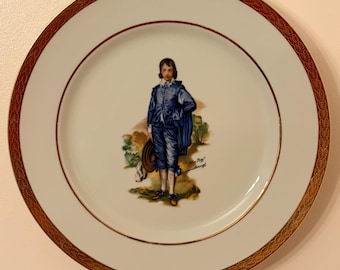 Vintage Viletta Blue Boy Gainsborough Collectible Plate Fine China Gold Trim