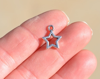 100pcs Small Star Charms Double Sided Charms Bulk Tiny Size Antique Bronze Tone 14x11mm cf2523