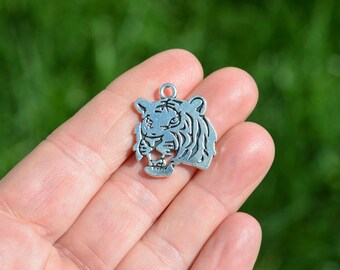 TZ1413 925 Silver Tiger Lion Charms Animal Charms Lion Charms Zoo Charms 2 Sterling Silver Tiger Charms