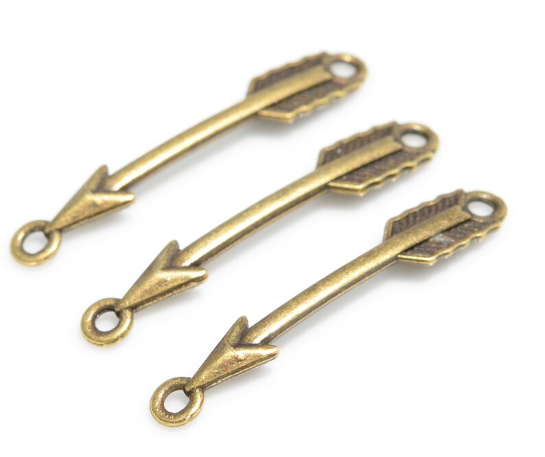BULK 50 Arrow Bronze Tone Connector Charms BC2592
