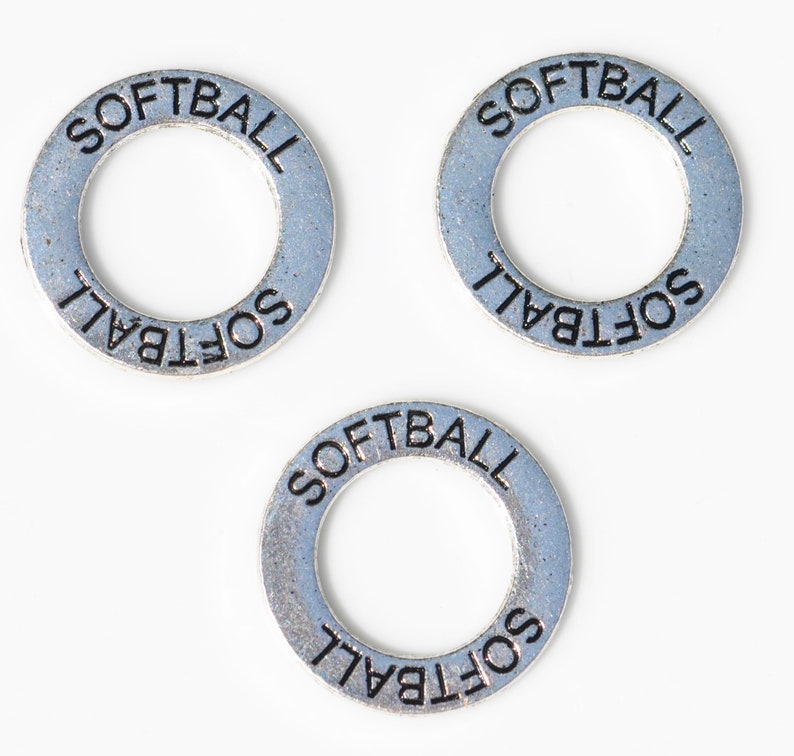 BULK 20 SOFTBALL Ring Silver Tone Charms SC5909 Etsy